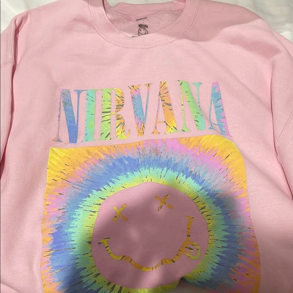NIRVANA light Pink Sweatshirt with Colorful Graphic Design in size XL - Picture 3 of 7